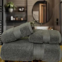 Myntra Elegant Homes Grey 3 Piece Cotton 600 GSM Towel Set-picture-17