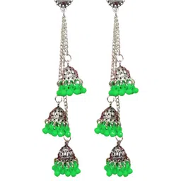 Weariton Women Green Long Jhumkas Earrings-picture-35