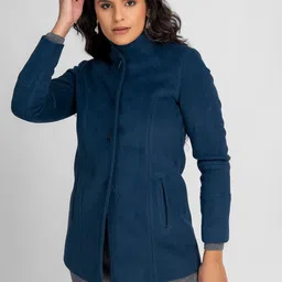 LURE URBAN Women Stand Collar Slim Fit Single-Breasted Overcoat-image-45