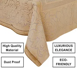 Myntra Elegant Homes Gold-Toned Floral Self Design 4-Seater Cotton Centre Table Cover image 2