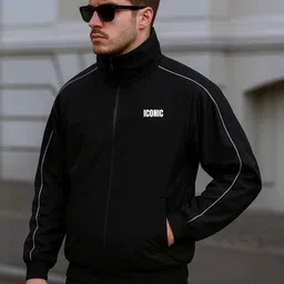 Moda Rapido Men Windcheater Open Front Jacket with Patchwork image 5