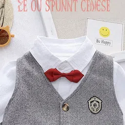 YK Boys Chevron Ventless Waistcoat and Trousers Suit Set With Shirt and Tie image 5