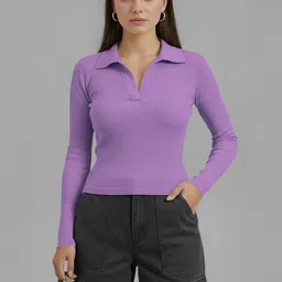 Dream Beauty Fashion Women Ribbed Shirt Collar Long Sleeves Top-picture-33