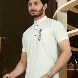 SAMRIZ Men Standard Fit Solid Band Collar Casual Shirt image 5