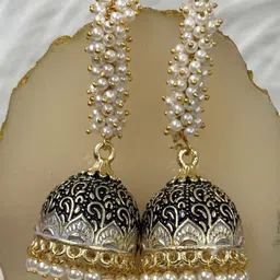 BDIVA Gold-Plated Pearls Dome Shaped Jhumkas Earrings-picture-37