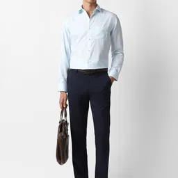 Van Heusen Men Textured Spread Collar Pure Cotton Formal Shirt image 5