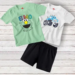 TRIANGLETEES Unisex Kids Printed T-shirt with Shorts-image-91
