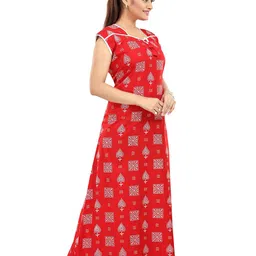 NIGHTY KING Floral Printed Short Sleeves Pure Cotton Maxi Nightdress image 2
