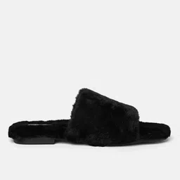 ZORI WORLD Women Fuzzy Open Toe Flats image 5