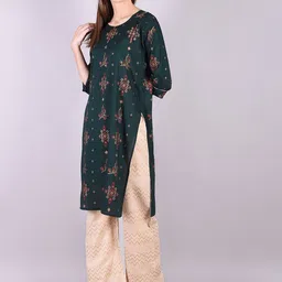 Indiwest Women Ethnic Motifs Printed Kurta with Palazzo image 3