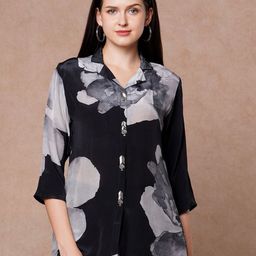 FASHOR Abstract Printed Shirt Collar Straight Kurti-picture-6