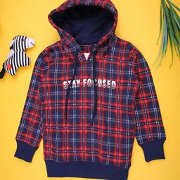 V-Mart Boys Checked Hooded Long Sleeves Sweatshirt-image-46