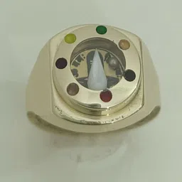 R G MART Unisex Gold-Plated Shivling Shank 7 Stone Mercury Brass Finger Ring image 5