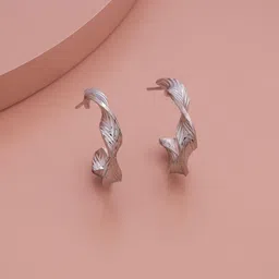 Kushal's Fashion Jewellery Rhodium-Plated Classic Half Hoop Earrings-picture-33