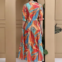 PTVIZE Print Puff Sleeve Crepe Fit & Flare Maxi Dress image 5