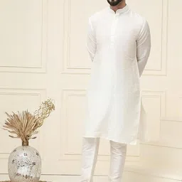 ROYAL KURTA Mandarin Collar Pure Silk Kurta With Churidar-picture-23