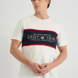 GANT Men Colourblocked Round Neck Cotton T-shirt-picture-40