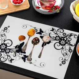 Aura 6Pcs White & Black Printed Table Placemats image 4