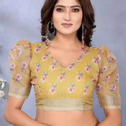 Mitera Floral Zari Linen Blend Saree image 4