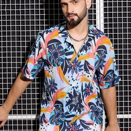 Anouk Men Cuban Collar Abstract Printed Cotton Relaxed Fit Casual Shirt-picture-35