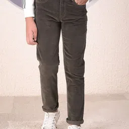 Crimsoune Club Boys Slim Fit Corduroy Mid-Rise Chinos Trousers-image-92