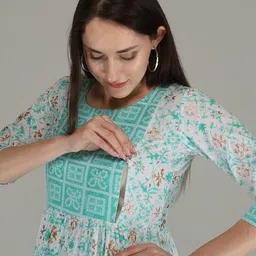 SupBir Women Dyed Maternity Anarkali Kurta image 4