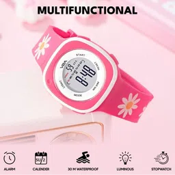 V2A Unisex Kids Dial & Straps Digital Watch DK2207P-Pnk-Daisy image 4