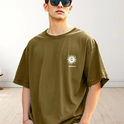 AUSK Graphic Printed Round Neck Drop-Shoulder Sleeves Pure Cotton Oversized T-shirt image 5