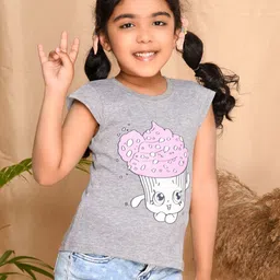 Kids Cave Girls Printed Pockets T-shirt-image-89