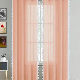 HOMEMONDE Peach-Coloured 2 Pieces Sheer Cotton Window Curtain-picture-23