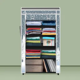 mezire Compact 5-Layer Wardrobe/Shoe Rack Foldable for Clothes, Home Organizer/Home PP Collapsible Wardrobe image 4