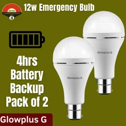 glowplus g Pack of 2 – 12W Inverter Emergency Bulbs | Quick Charging, Long Backup 3 hrs Bulb Emergency Light-picture-19