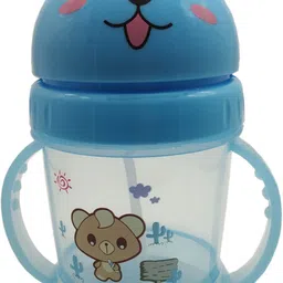 te quiti cartoon printed kids sipper cups cum water bottle with handle (Blue)-picture-25