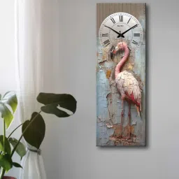 olive tree Multicolour Rectangle 24 Inches Wooden Wall Clock (Animal) image 1