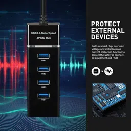 orionis USB 3.0 Port With Super Speed 5 Gbps 4 Port USB Hub Black Pack Of 1 Workstation Handheld Data Collector image 4