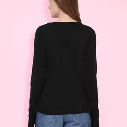 rigo Casual Regular Sleeves Solid Women Black Top image 2