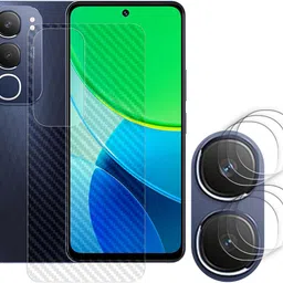 KOISTON Screen Guard for vivo Y19s Pro 4G Camera Lens Glass Protector | Anti-Scratch | Edge to Edge Full Coverage ( BACK CARBON FIBER SKIN + CAMERA LENS PROTECTOR )-picture-17