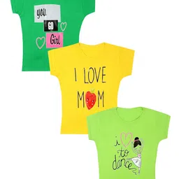 carelove CAREPLUS Girls Pack Of 3 Typography Print Cotton T-shirt-picture-23