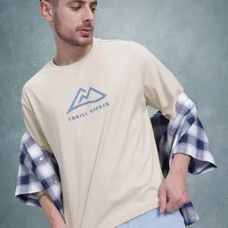 The Roadster Life Co. Graphic Print Relaxed Fit Drop-Shoulder Sleeves Pure Cotton T-shirt-picture-42