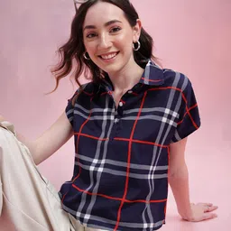 DressBerry Checked Extended Sleeves Shirt Style Top-image-75