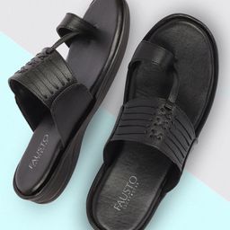 FAUSTO Men Textured One Toe Comfort Sandals-picture-28