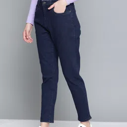 Harvard Women Navy Blue Boyfriend Fit High-Rise Stretchable Jeans-image-21