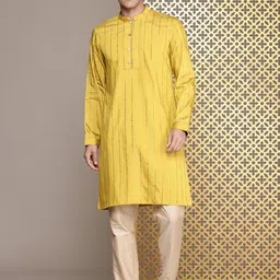 House of Pataudi Jashn Striped Kurta image 2