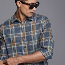 WROGN Men Slim Fit Tartan Checks Casual Shirt-picture-17