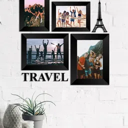 eCraftIndia Set of 4 Black Solid Memory Wall Collage Photo Frames image 2