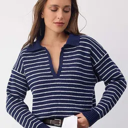 Trendyol Women Striped Shirt Collar Long Sleeves Pullover-picture-25
