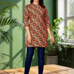 KHANJAN FASHION Women Ethnic Motifs Printed Mandarin Collar Straight Kurti-picture-18