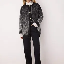Trendyol Women Round Neck Long Sleeves Boucle Cardigan-picture-37