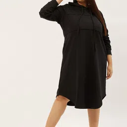 theRebelinme Women Plus Size Hooded A-Line Midi Dress image 5