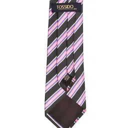 Tossido Men Grey & Pink Woven Design Broad Tie image 3